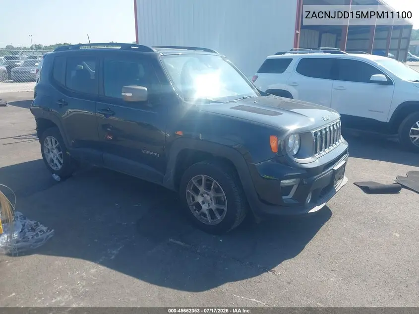 2021 Jeep Renegade Limited 4X4 VIN: ZACNJDD15MPM11100 Lot: 45662353