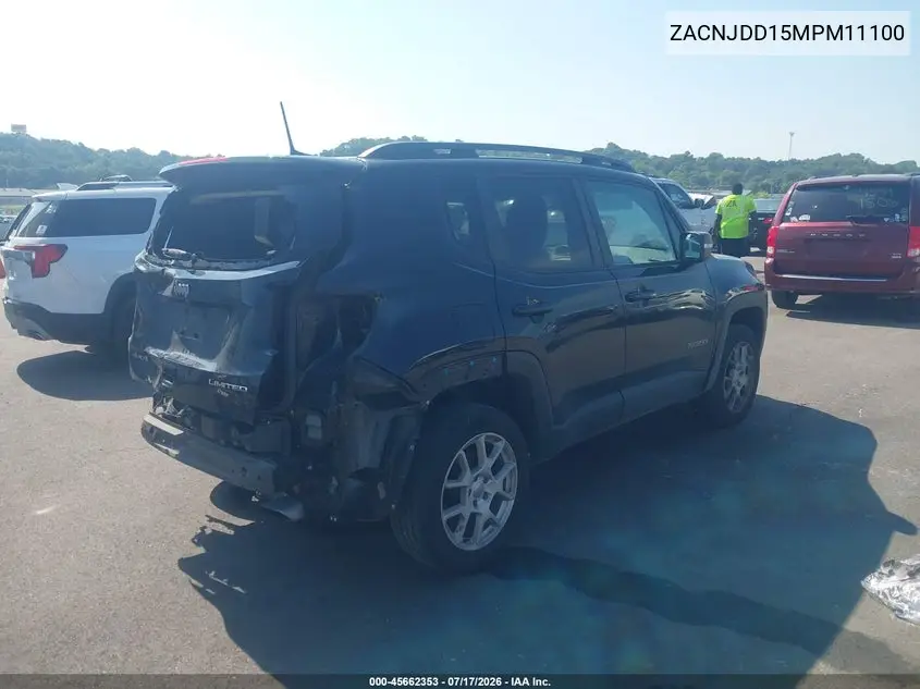 2021 Jeep Renegade Limited 4X4 VIN: ZACNJDD15MPM11100 Lot: 45662353