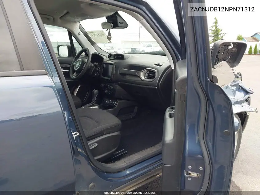2022 Jeep Renegade Latitude 4X4 VIN: ZACNJDB12NPN71312 Lot: 45342991