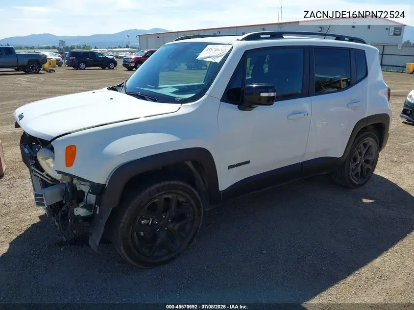 2022 Jeep Renegade Altitude 4X4 VIN: ZACNJDE16NPN72524 Lot: 45570692