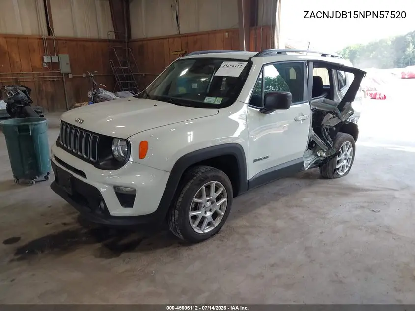 2022 Jeep Renegade Latitude 4X4 VIN: ZACNJDB15NPN57520 Lot: 45606112