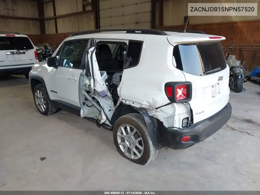 2022 Jeep Renegade Latitude 4X4 VIN: ZACNJDB15NPN57520 Lot: 45606112