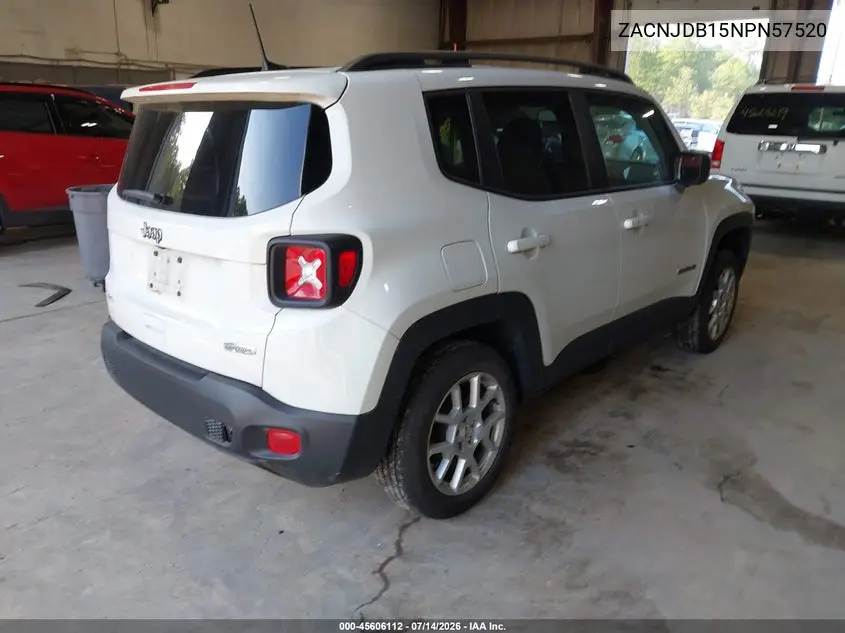 2022 Jeep Renegade Latitude 4X4 VIN: ZACNJDB15NPN57520 Lot: 45606112
