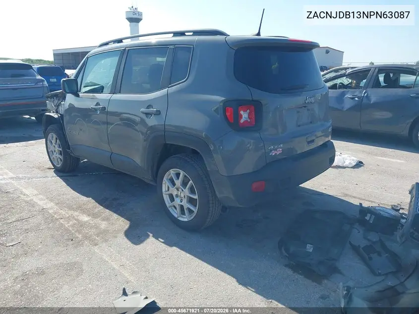2022 Jeep Renegade Latitude 4X4 VIN: ZACNJDB13NPN63087 Lot: 45671921