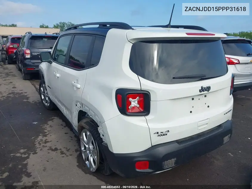2023 Jeep Renegade Limited 4X4 VIN: ZACNJDD15PPP31618 Lot: 45334552