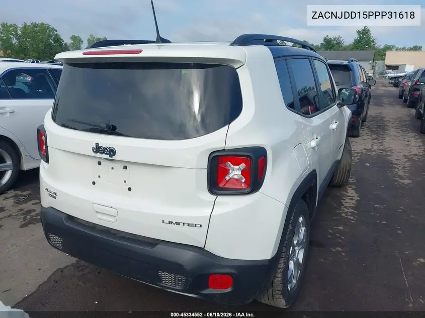 2023 Jeep Renegade Limited 4X4 VIN: ZACNJDD15PPP31618 Lot: 45334552