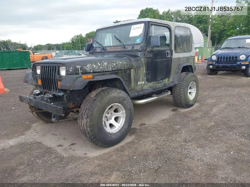 1988 Jeep Wrangler VIN: 2BCCZ81J1JB535767 Lot: 45438531