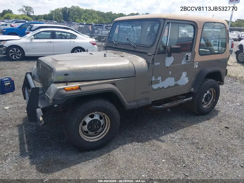 1988 Jeep Wrangler VIN: 2BCCV8113JB532770 Lot: 45458508