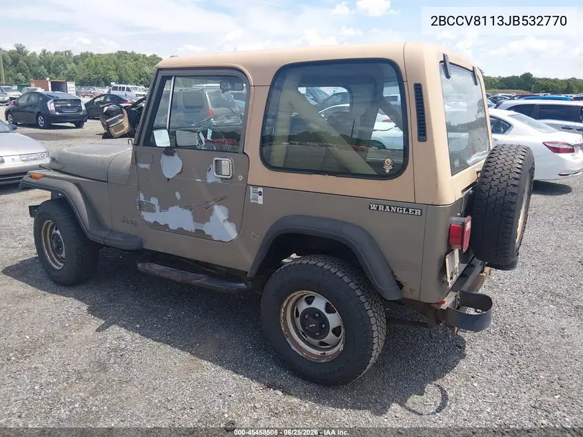 1988 Jeep Wrangler VIN: 2BCCV8113JB532770 Lot: 45458508