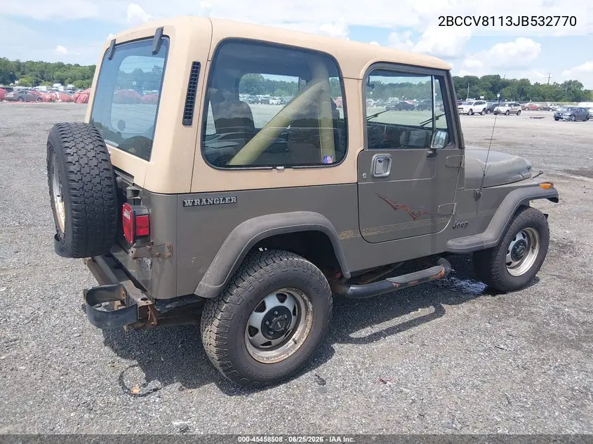 1988 Jeep Wrangler VIN: 2BCCV8113JB532770 Lot: 45458508