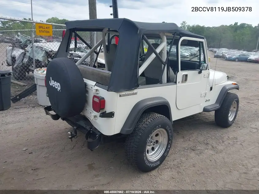1988 Jeep Wrangler VIN: 2BCCV8119JB509378 Lot: 45587662