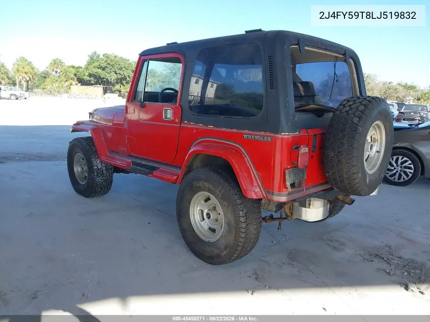 1990 Jeep Wrangler / Yj Laredo VIN: 2J4FY59T8LJ519832 Lot: 45450271