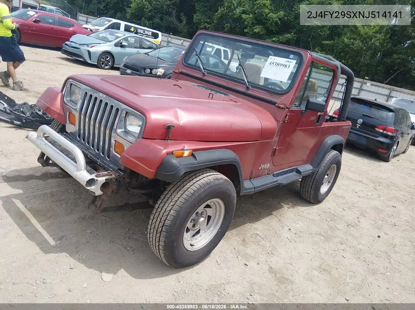 1992 Jeep Wrangler / Yj VIN: 2J4FY29SXNJ514141 Lot: 45389983