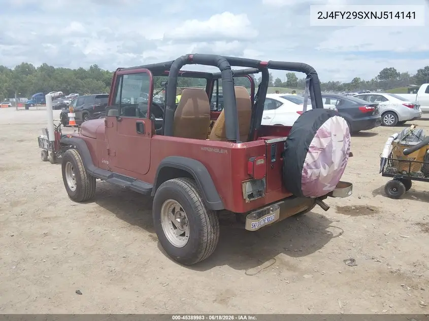 1992 Jeep Wrangler / Yj VIN: 2J4FY29SXNJ514141 Lot: 45389983