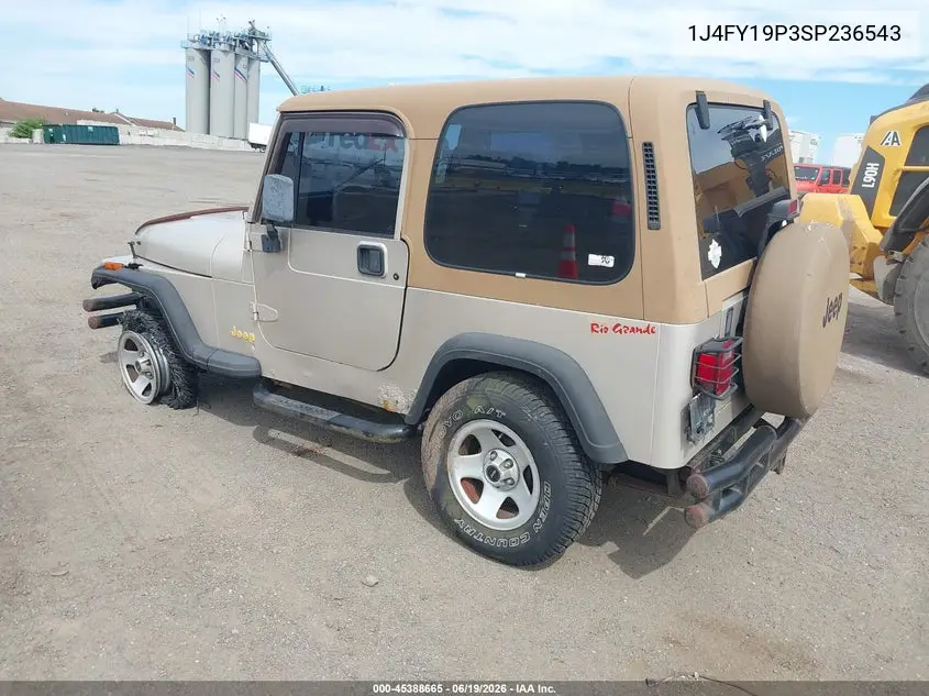 1995 Jeep Wrangler / Yj S/Rio Grande VIN: 1J4FY19P3SP236543 Lot: 45388665