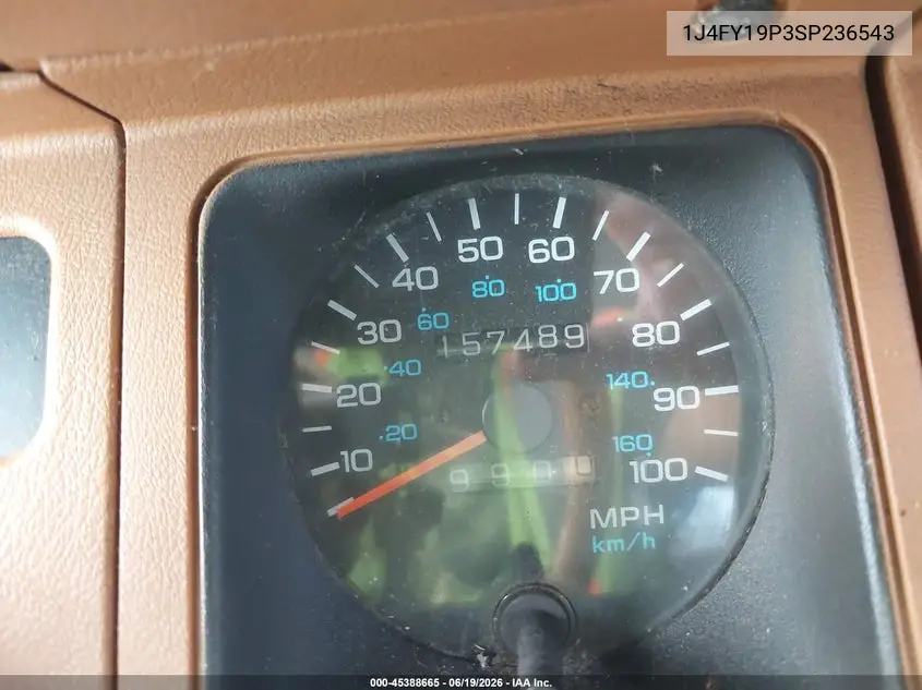 1995 Jeep Wrangler / Yj S/Rio Grande VIN: 1J4FY19P3SP236543 Lot: 45388665