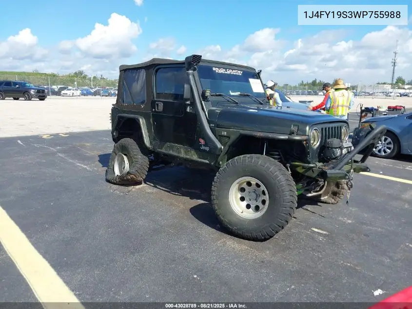 1J4FY19S3WP755988 1998 Jeep Wrangler Sport