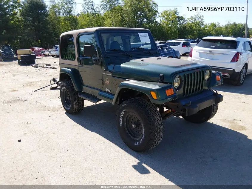 2000 Jeep Wrangler Sahara VIN: 1J4FA59S6YP703110 Lot: 45118230