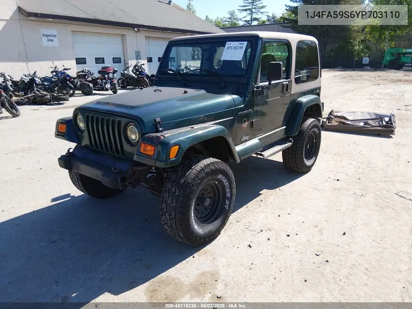 2000 Jeep Wrangler Sahara VIN: 1J4FA59S6YP703110 Lot: 45118230