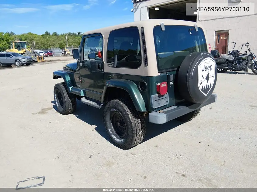 2000 Jeep Wrangler Sahara VIN: 1J4FA59S6YP703110 Lot: 45118230