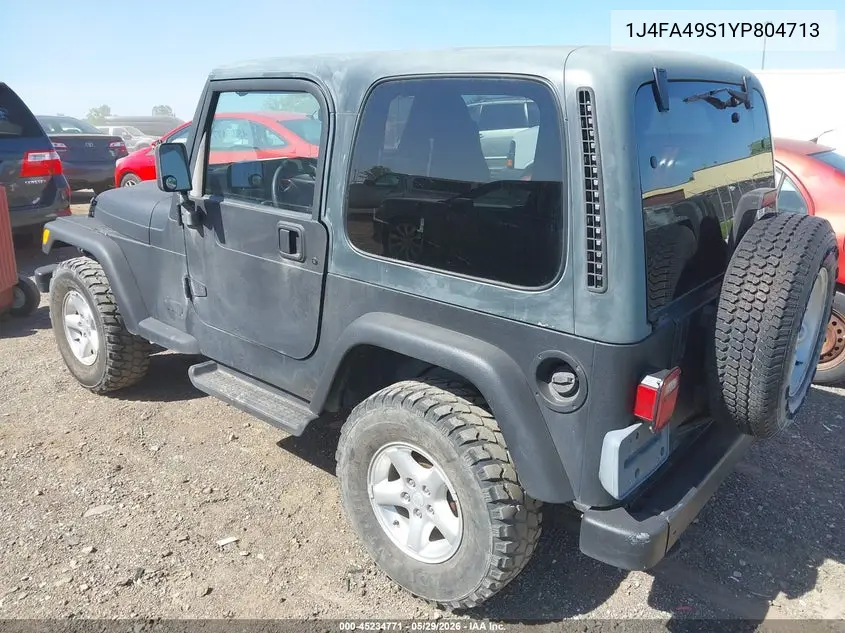 2000 Jeep Wrangler Sport VIN: 1J4FA49S1YP804713 Lot: 45234771