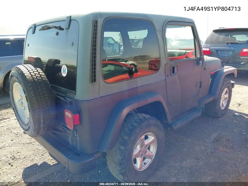 2000 Jeep Wrangler Sport VIN: 1J4FA49S1YP804713 Lot: 45234771