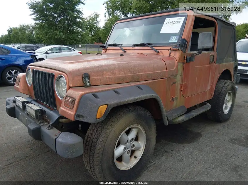 2001 Jeep Wrangler Sport VIN: 1J4FA49S61P316928 Lot: 45452388
