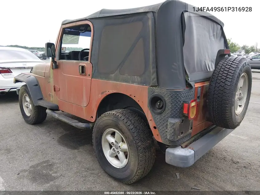 2001 Jeep Wrangler Sport VIN: 1J4FA49S61P316928 Lot: 45452388