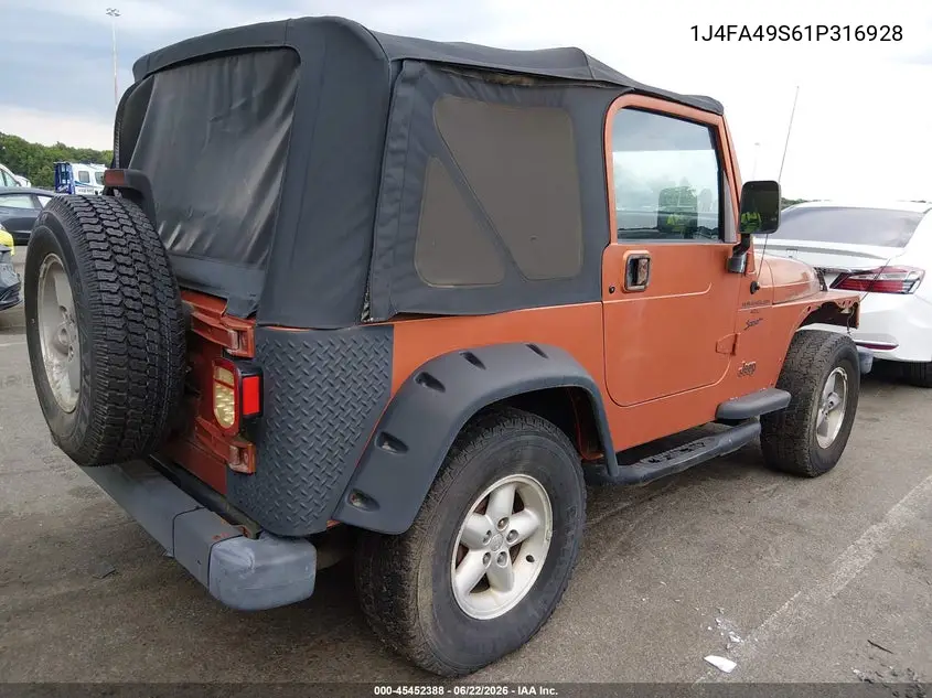 2001 Jeep Wrangler Sport VIN: 1J4FA49S61P316928 Lot: 45452388