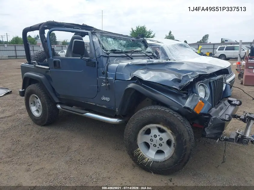 2001 Jeep Wrangler Sport VIN: 1J4FA49S51P337513 Lot: 45625021