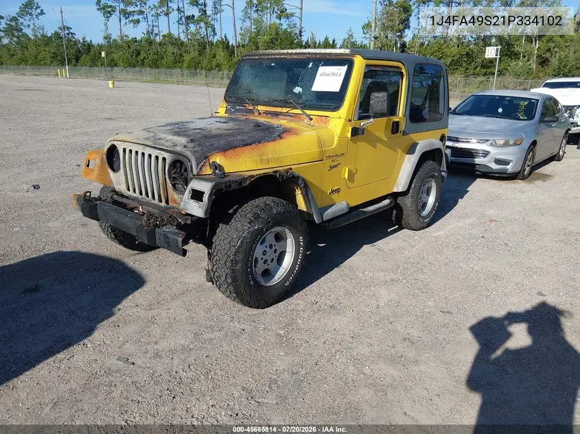 2001 Jeep Wrangler Sport VIN: 1J4FA49S21P334102 Lot: 45665814