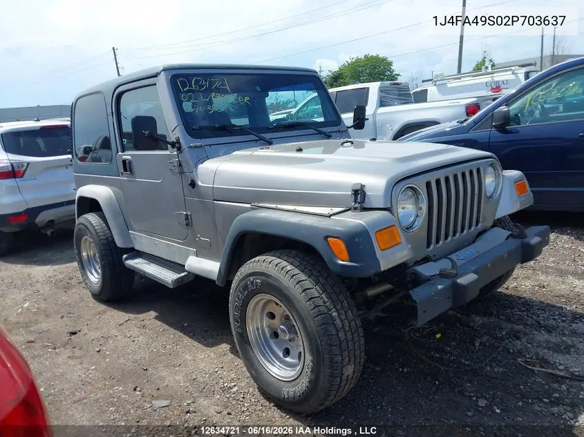 2002 Jeep Wrangler VIN: 1J4FA49S02P703637 Lot: 12634721