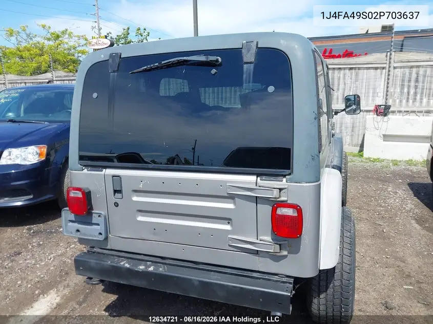 2002 Jeep Wrangler VIN: 1J4FA49S02P703637 Lot: 12634721