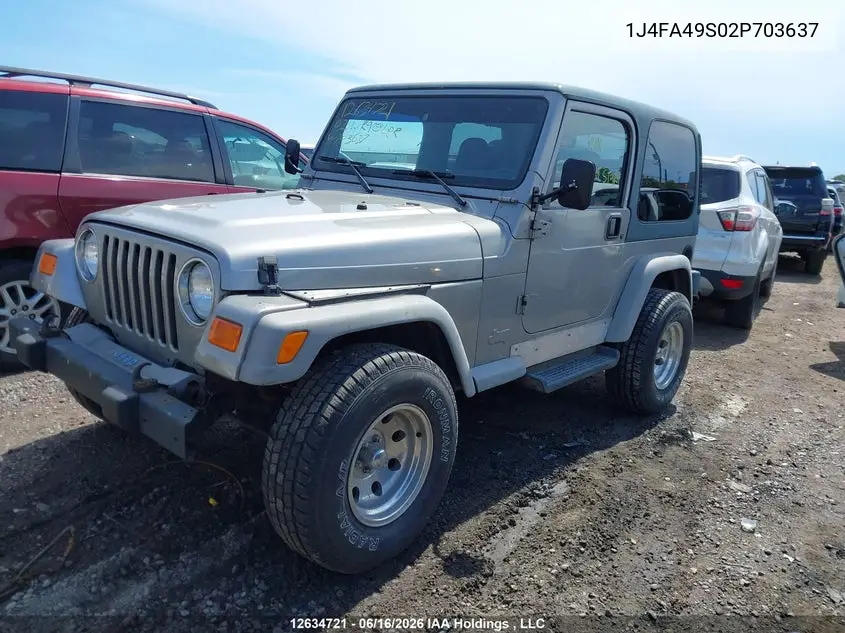 2002 Jeep Wrangler VIN: 1J4FA49S02P703637 Lot: 12634721