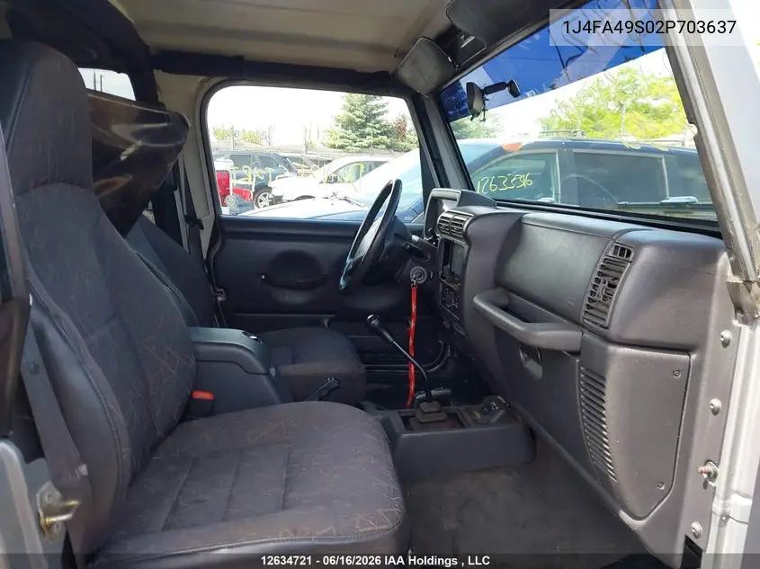2002 Jeep Wrangler VIN: 1J4FA49S02P703637 Lot: 12634721