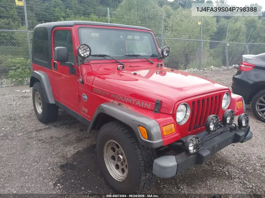 2004 Jeep Wrangler X VIN: 1J4FA39S04P798388 Lot: 45472454