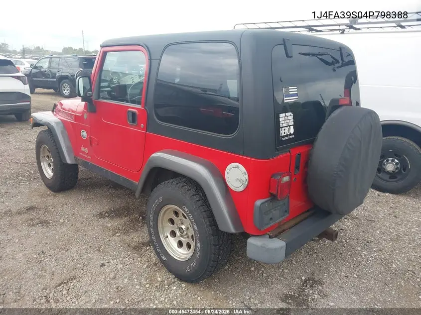 2004 Jeep Wrangler X VIN: 1J4FA39S04P798388 Lot: 45472454