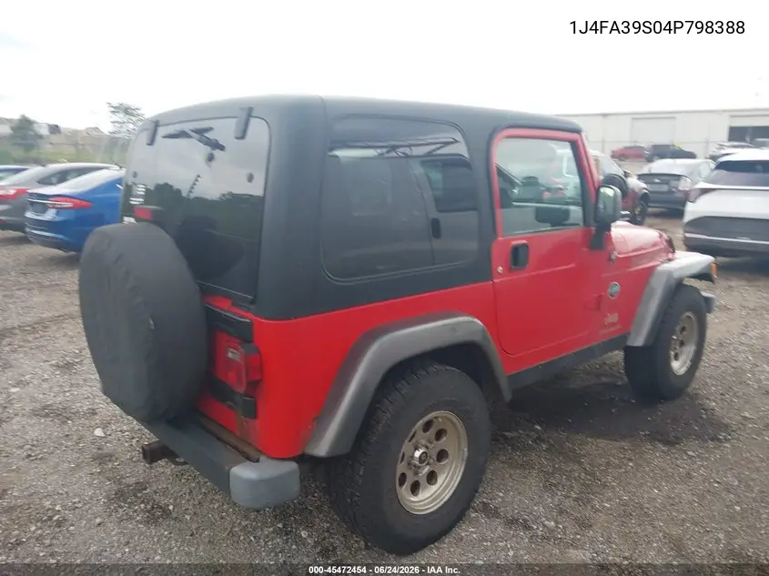 2004 Jeep Wrangler X VIN: 1J4FA39S04P798388 Lot: 45472454
