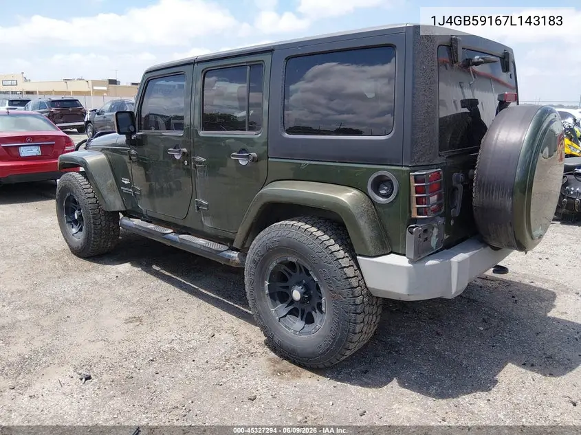 2007 Jeep Wrangler Unlimited Sahara VIN: 1J4GB59167L143183 Lot: 45327294