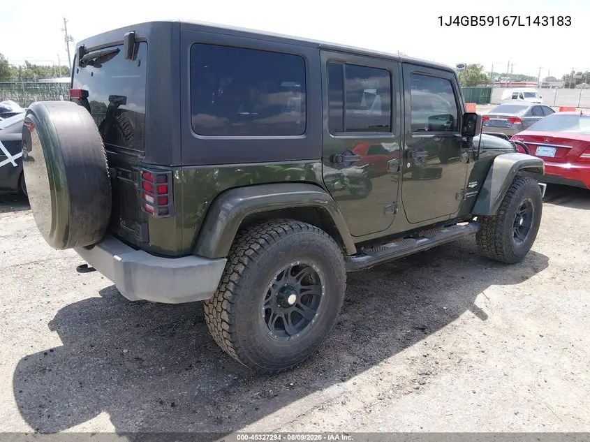 2007 Jeep Wrangler Unlimited Sahara VIN: 1J4GB59167L143183 Lot: 45327294