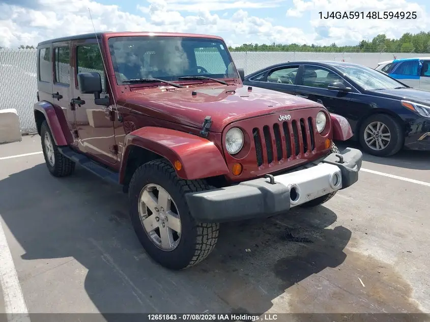 2008 Jeep Wrangler Unlimited Sahara VIN: 1J4GA59148L594925 Lot: 12651843