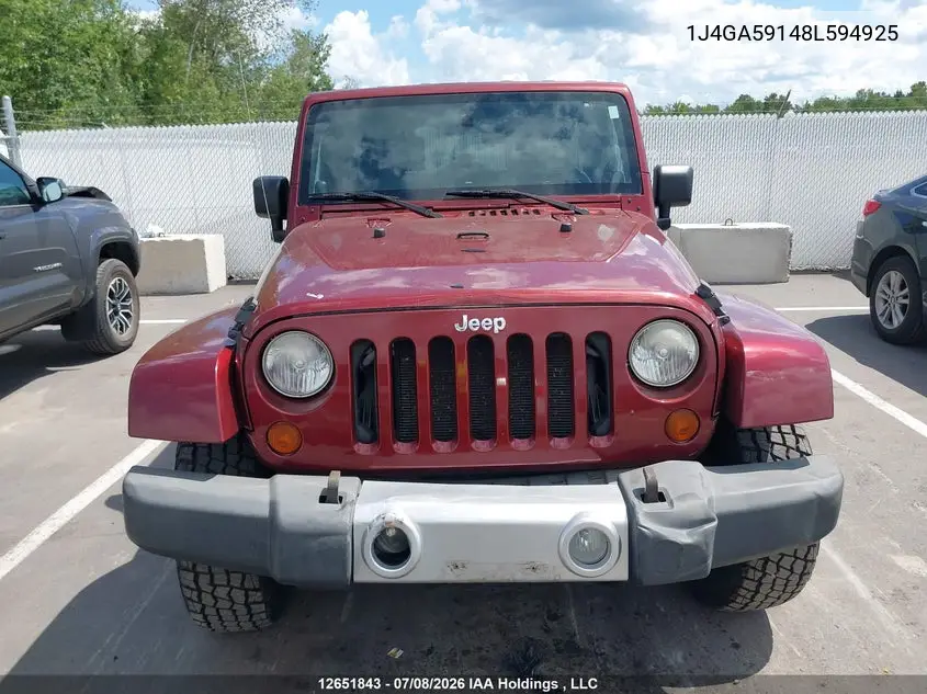 2008 Jeep Wrangler Unlimited Sahara VIN: 1J4GA59148L594925 Lot: 12651843