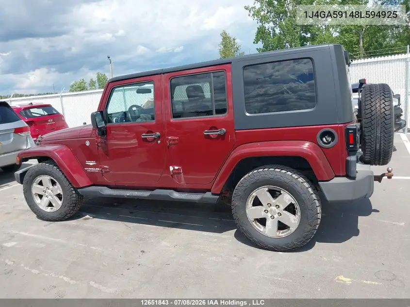 2008 Jeep Wrangler Unlimited Sahara VIN: 1J4GA59148L594925 Lot: 12651843
