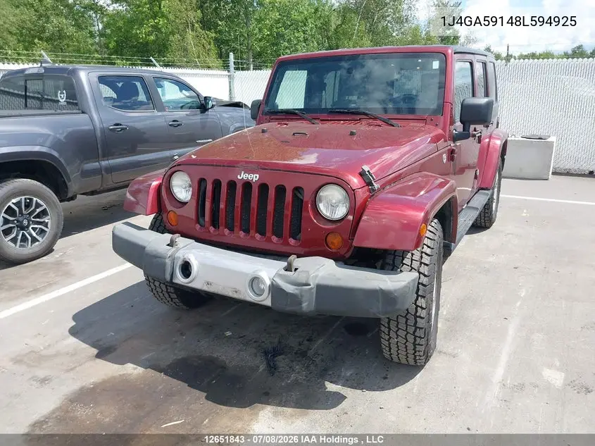 2008 Jeep Wrangler Unlimited Sahara VIN: 1J4GA59148L594925 Lot: 12651843