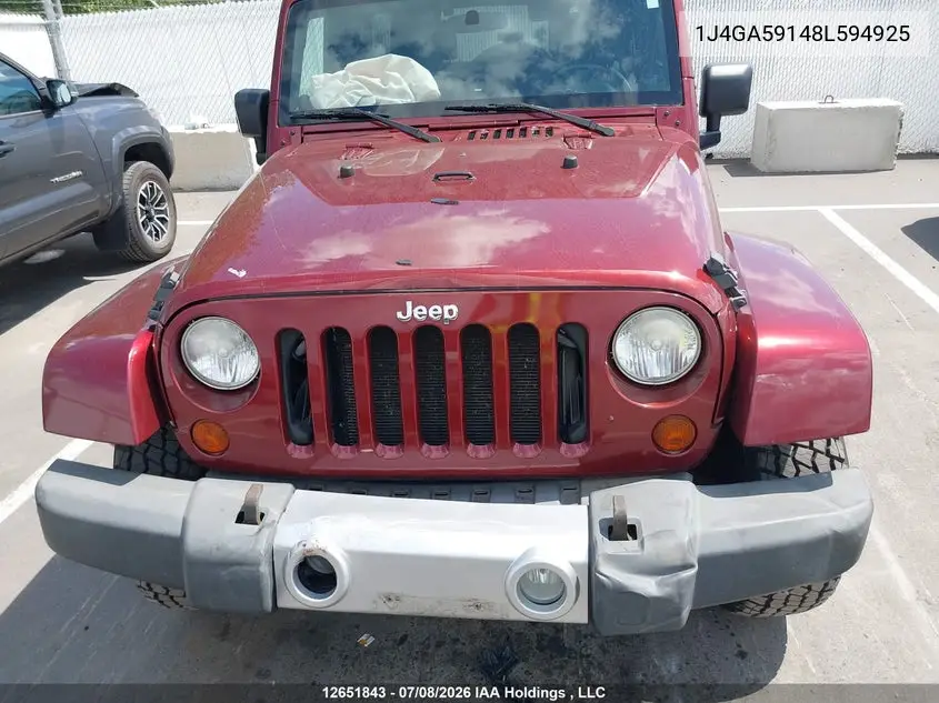 2008 Jeep Wrangler Unlimited Sahara VIN: 1J4GA59148L594925 Lot: 12651843