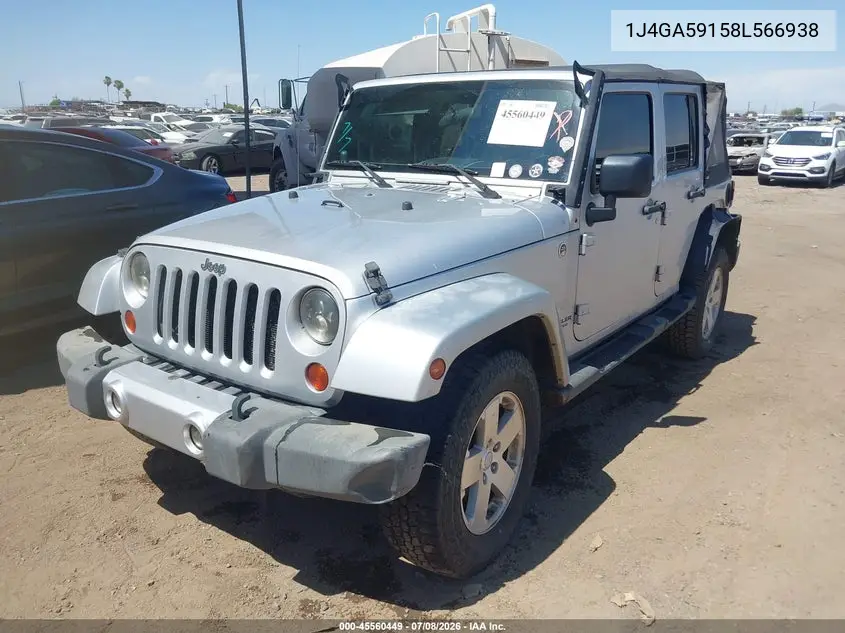 2008 Jeep Wrangler Unlimited Sahara VIN: 1J4GA59158L566938 Lot: 45560449