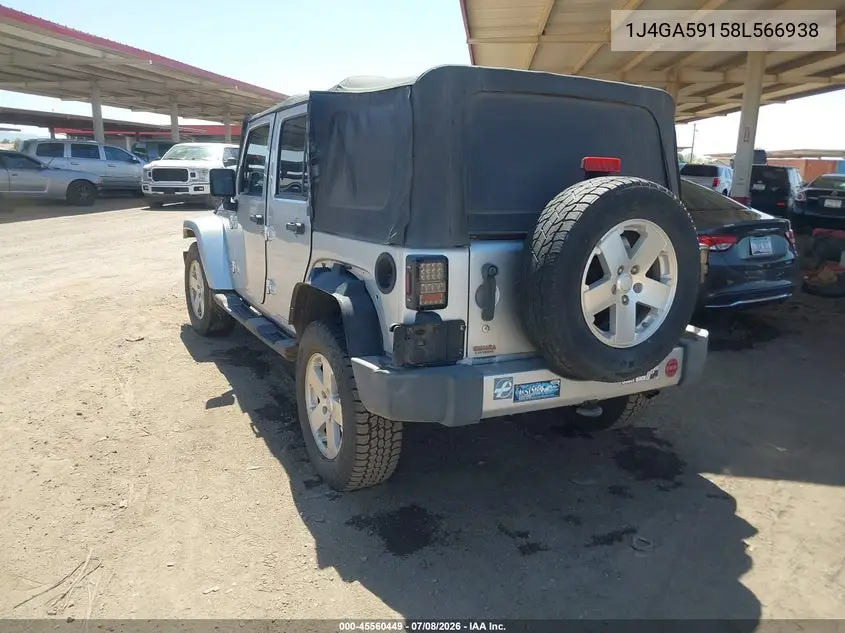 2008 Jeep Wrangler Unlimited Sahara VIN: 1J4GA59158L566938 Lot: 45560449