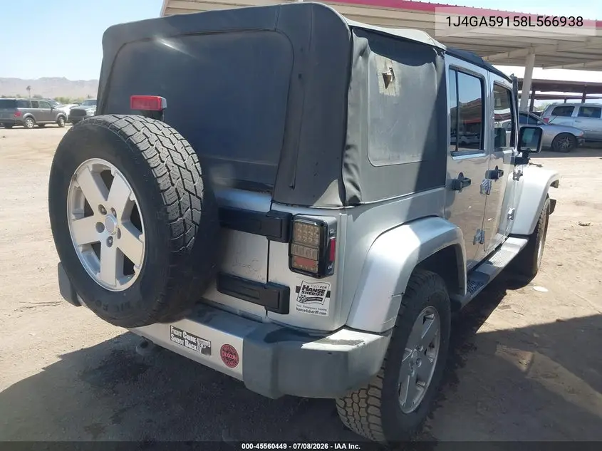 2008 Jeep Wrangler Unlimited Sahara VIN: 1J4GA59158L566938 Lot: 45560449