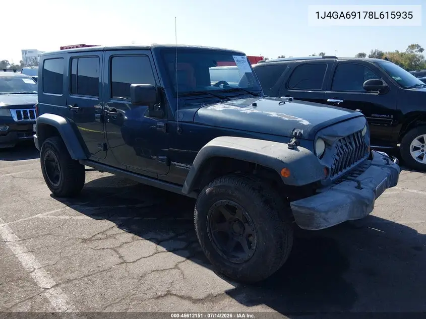 2008 Jeep Wrangler Unlimited Rubicon VIN: 1J4GA69178L615935 Lot: 45612151