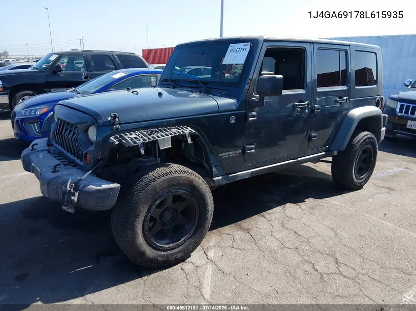 2008 Jeep Wrangler Unlimited Rubicon VIN: 1J4GA69178L615935 Lot: 45612151